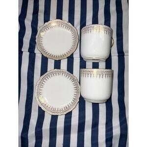 Vintage Bernardaud & Co France or B & Co Limoges Gold Demitasse Cups And Plates